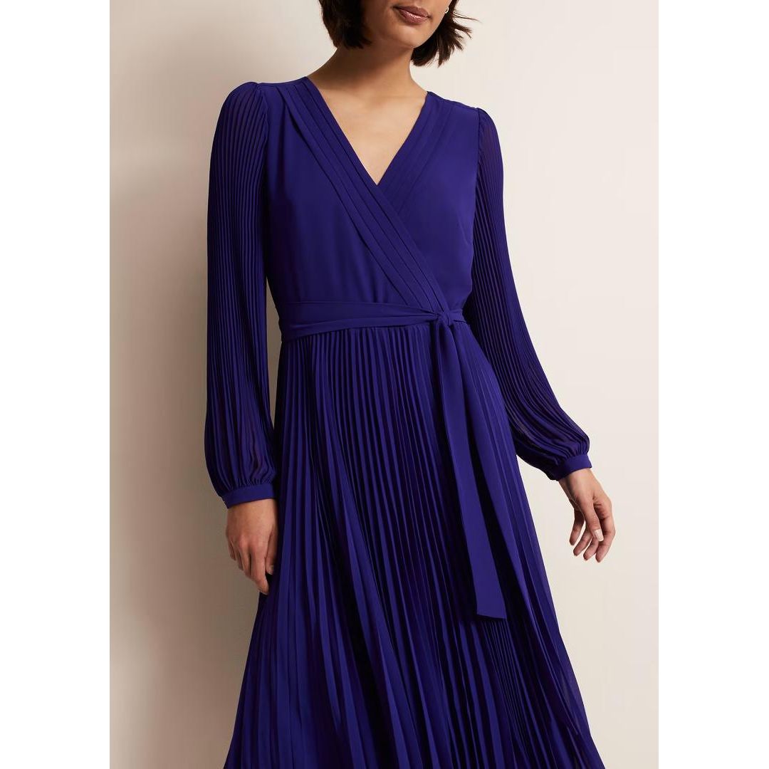 Phase Eight Petra Blue Pleated Midi Dress - Cobalt