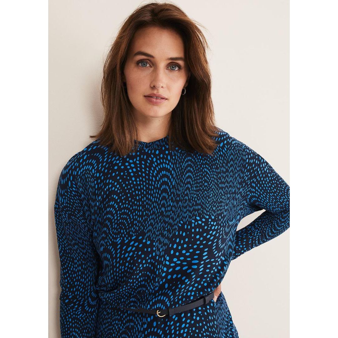 Phase Eight Pinna Print Jersey Dress - Cobalt/Navy