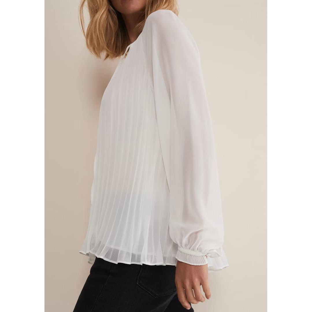 Phase Eight Prairie Pleated Blouse - Ivory