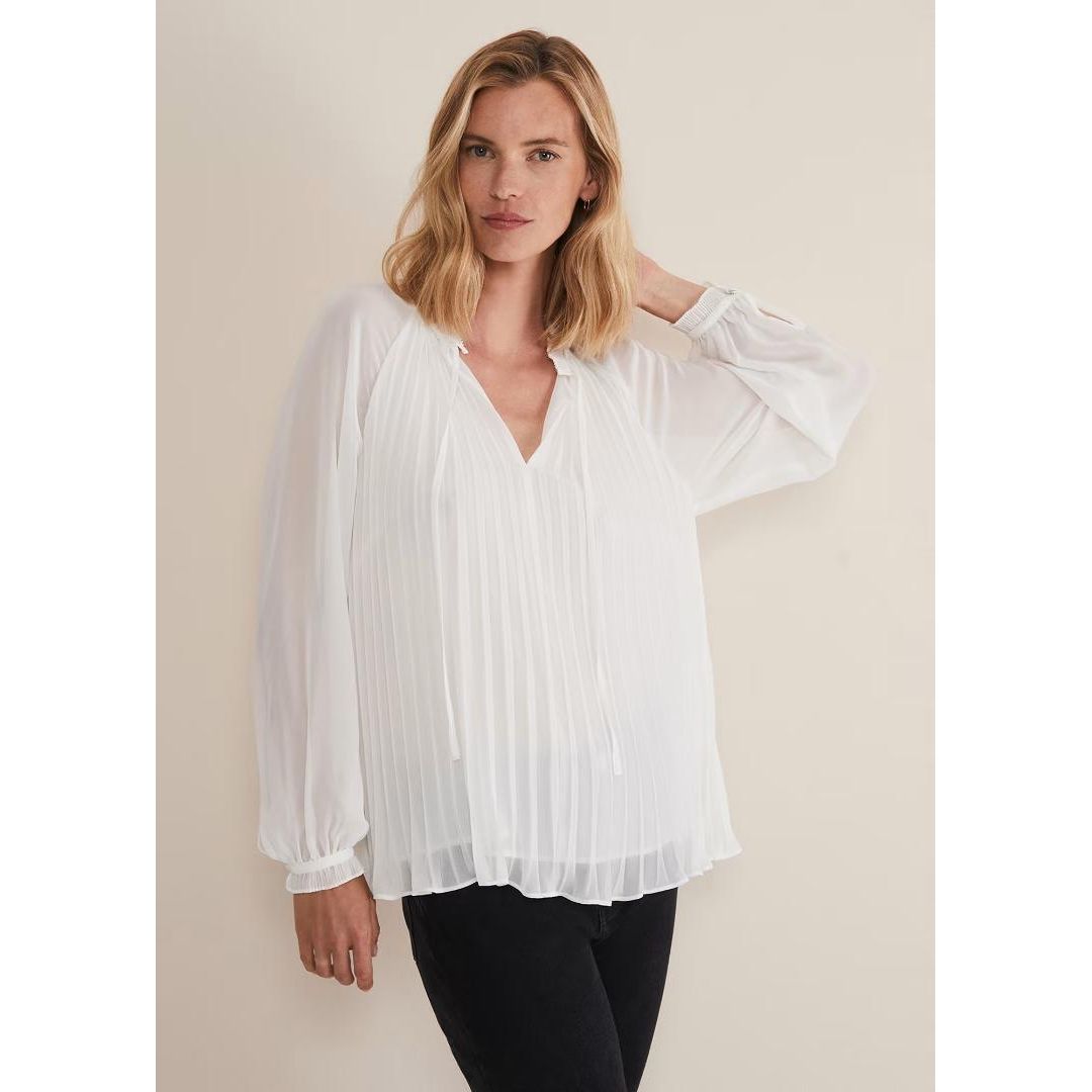 Phase Eight Prairie Pleated Blouse - Ivory