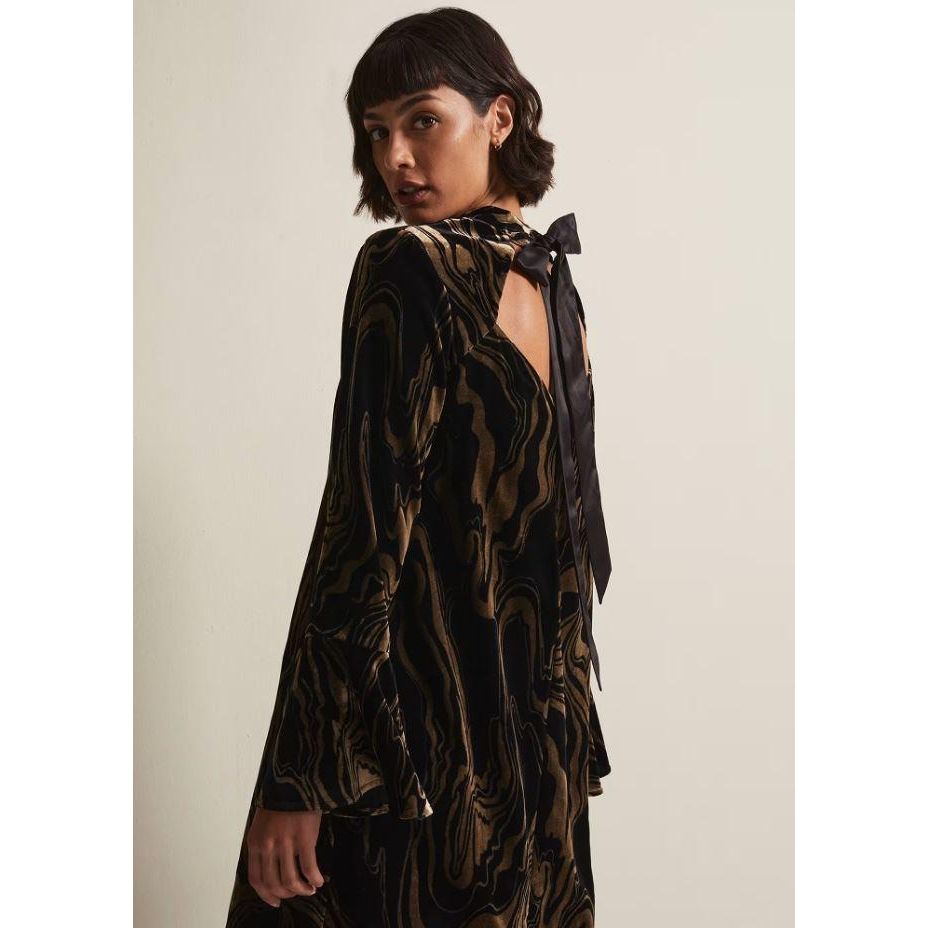 Phase Eight Rayna Velvet Swirl Mini Dress - Black