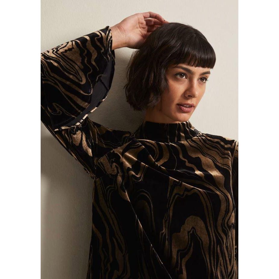Phase Eight Rayna Velvet Swirl Mini Dress - Black