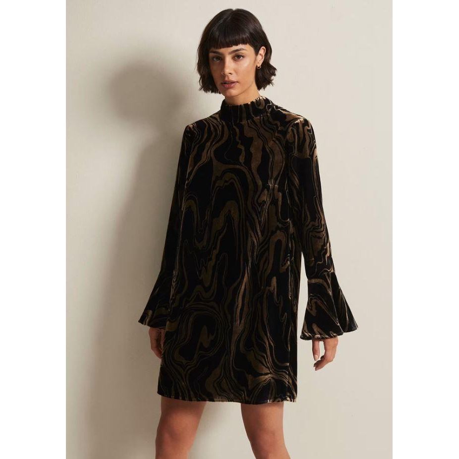 Phase Eight Rayna Velvet Swirl Mini Dress - Black