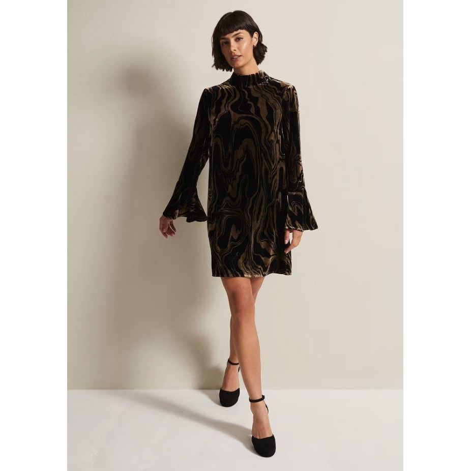 Phase Eight Rayna Velvet Swirl Mini Dress - Black
