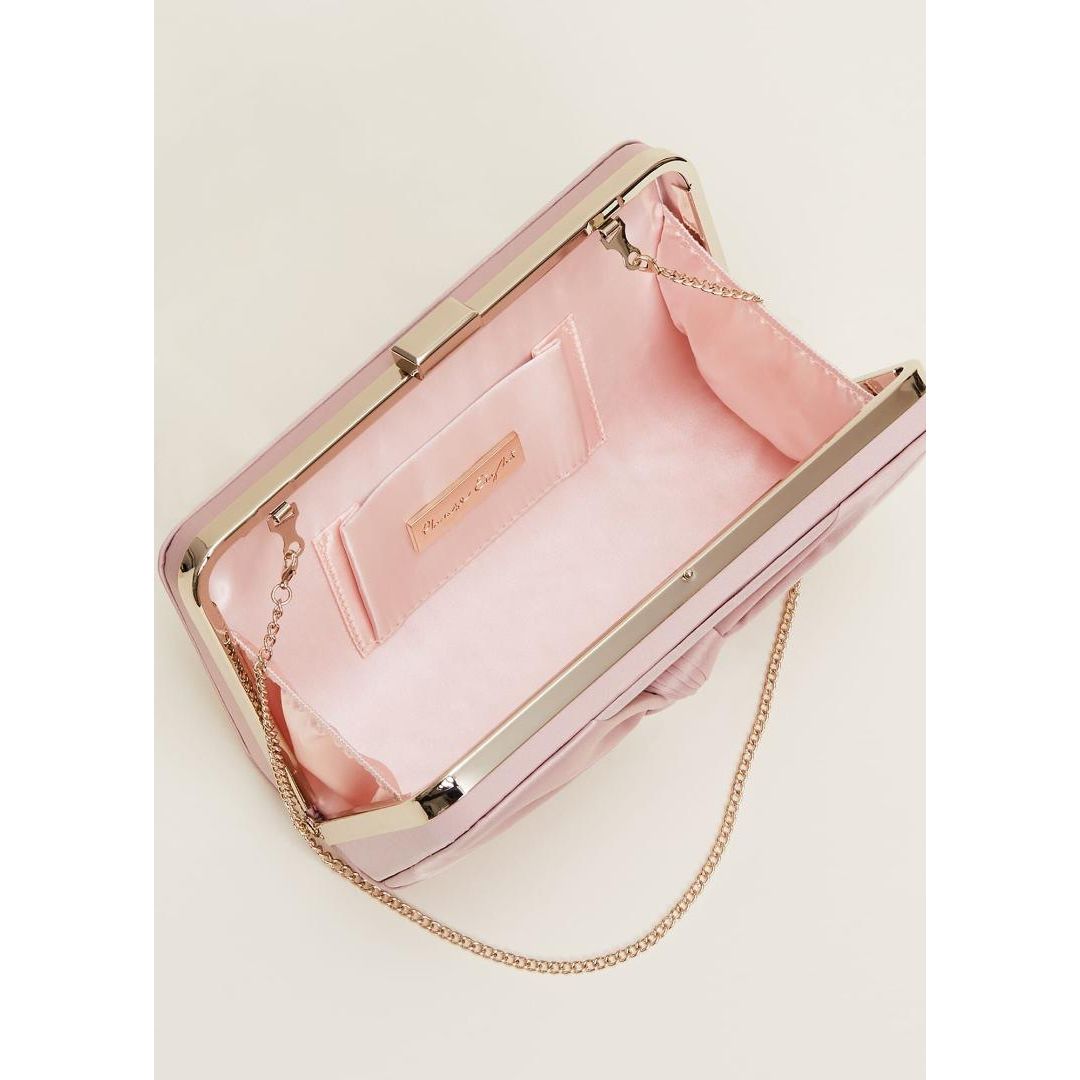 Phase Eight Satin Knot Front Box Clutch Bag - Antique Rose