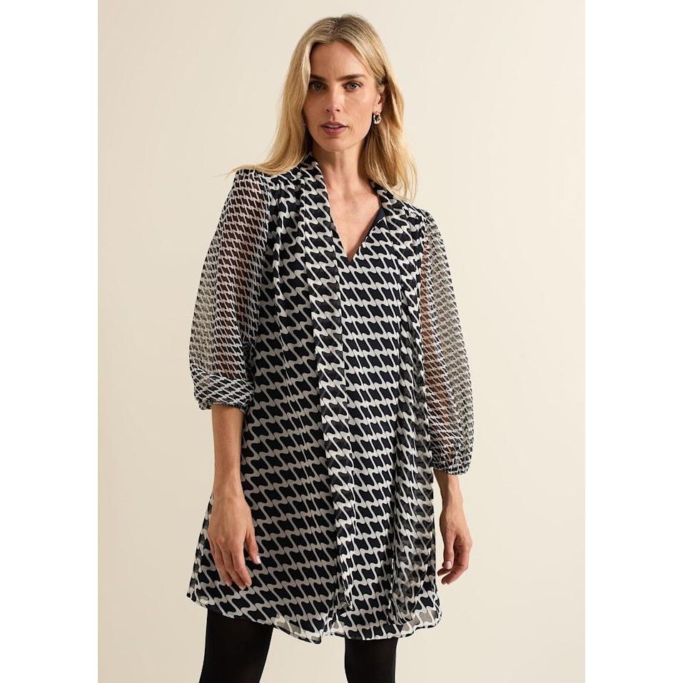 Phase Eight Suki Geo Tunic Mini Dress - Navy