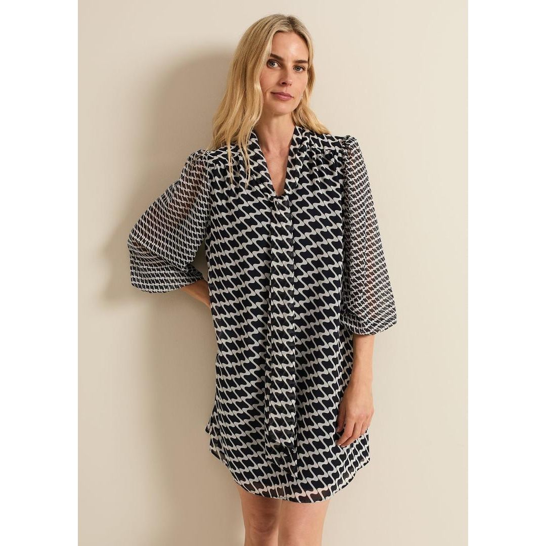 Phase Eight Suki Geo Tunic Mini Dress - Navy