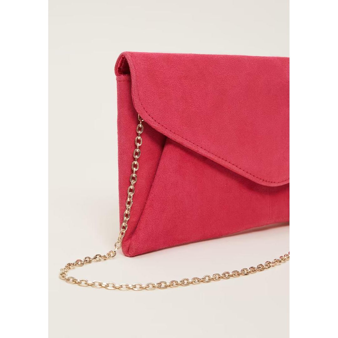 Phase Eight Wendie Suede Clutch Bag - Raspberry