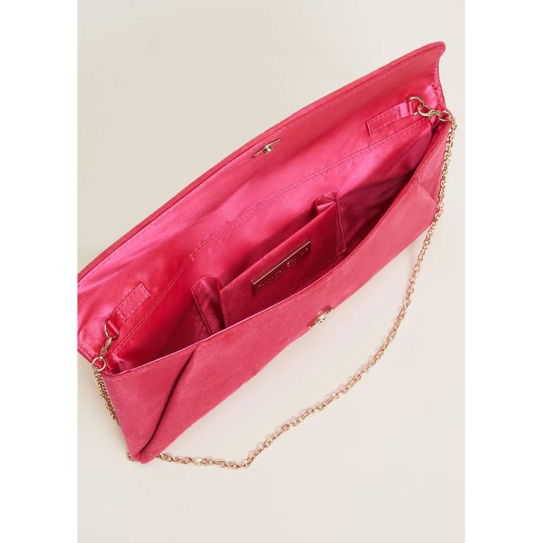 Phase Eight Wendie Suede Clutch Bag - Raspberry