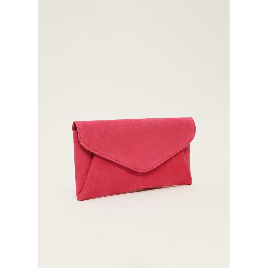 Phase Eight Wendie Suede Clutch Bag - Raspberry