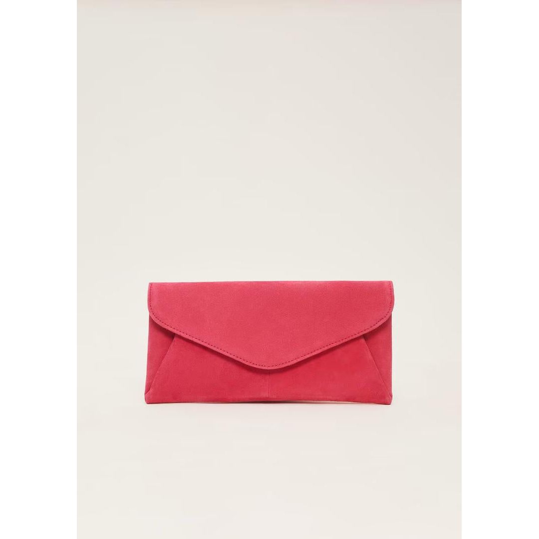 Phase Eight Wendie Suede Clutch Bag - Raspberry