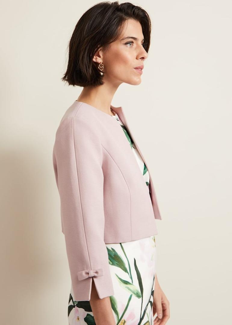 Phase Eight Zoelle Bow Jacket - Pale Pink
