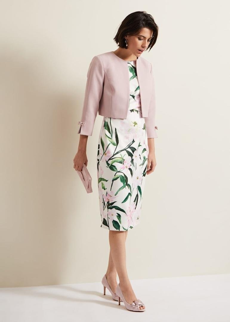 Phase Eight Zoelle Bow Jacket - Pale Pink