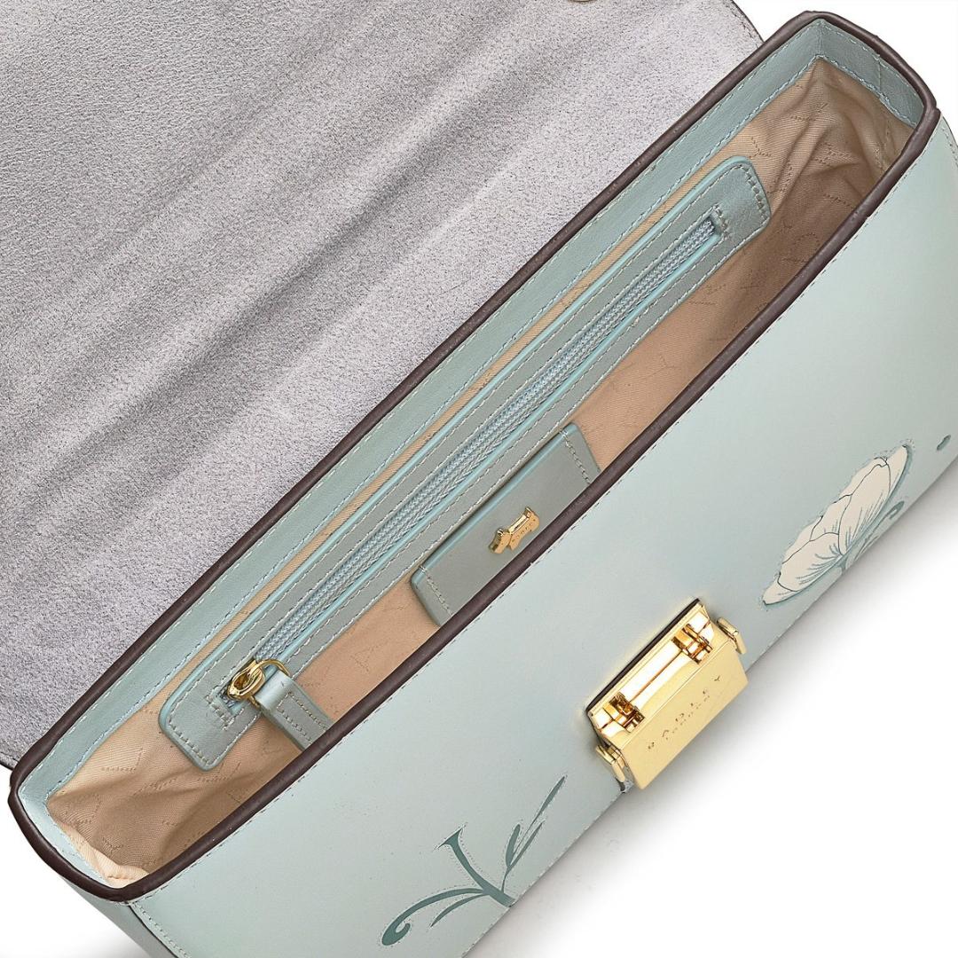 Radley Hanley Close Spring Rose Medium Flapover Shoulder Bag - Seafoam