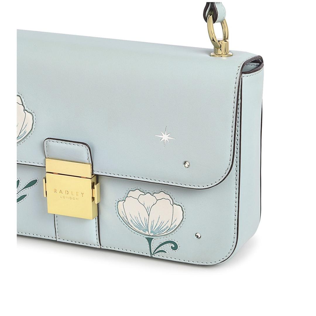Radley Hanley Close Spring Rose Medium Flapover Shoulder Bag - Seafoam