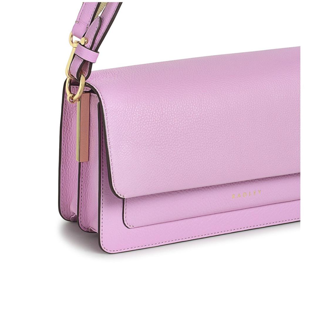 Radley Leather Lane Medium Flapover Shoulder Bag - Sugar Pink