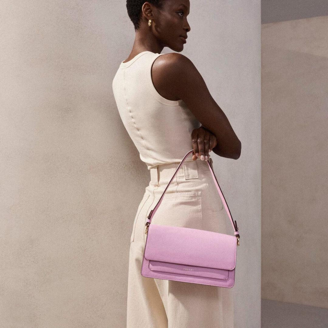 Radley Leather Lane Medium Flapover Shoulder Bag - Sugar Pink