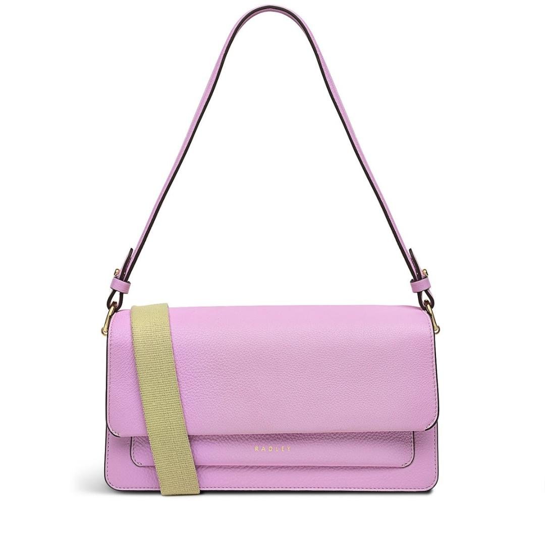 Radley Leather Lane Medium Flapover Shoulder Bag - Sugar Pink