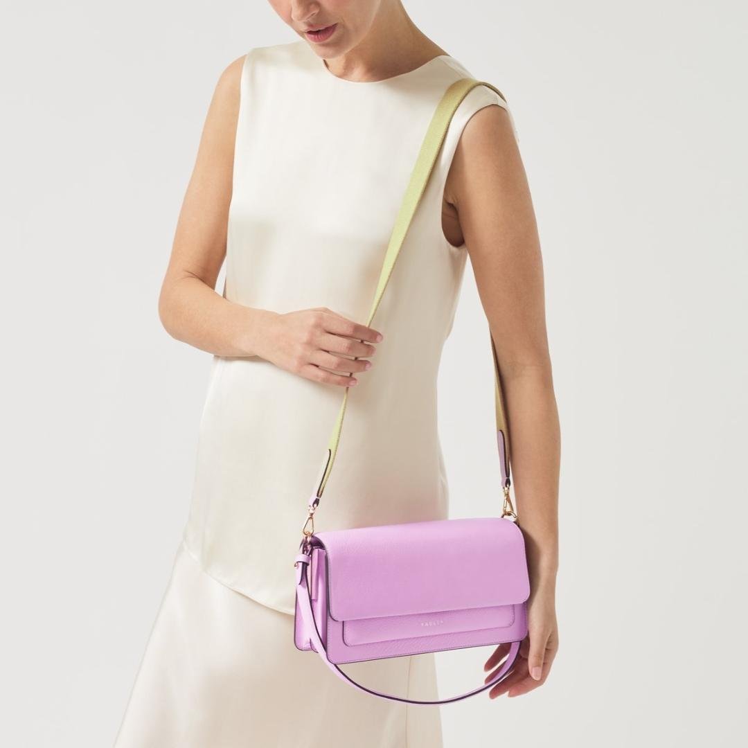 Radley Leather Lane Medium Flapover Shoulder Bag - Sugar Pink