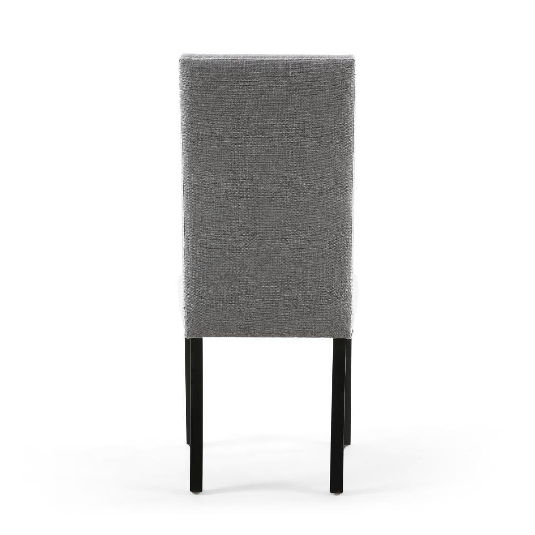 Randall Stud Detail Linen Effect Silver Grey Dining Chair In Black Legs Set Of 2
