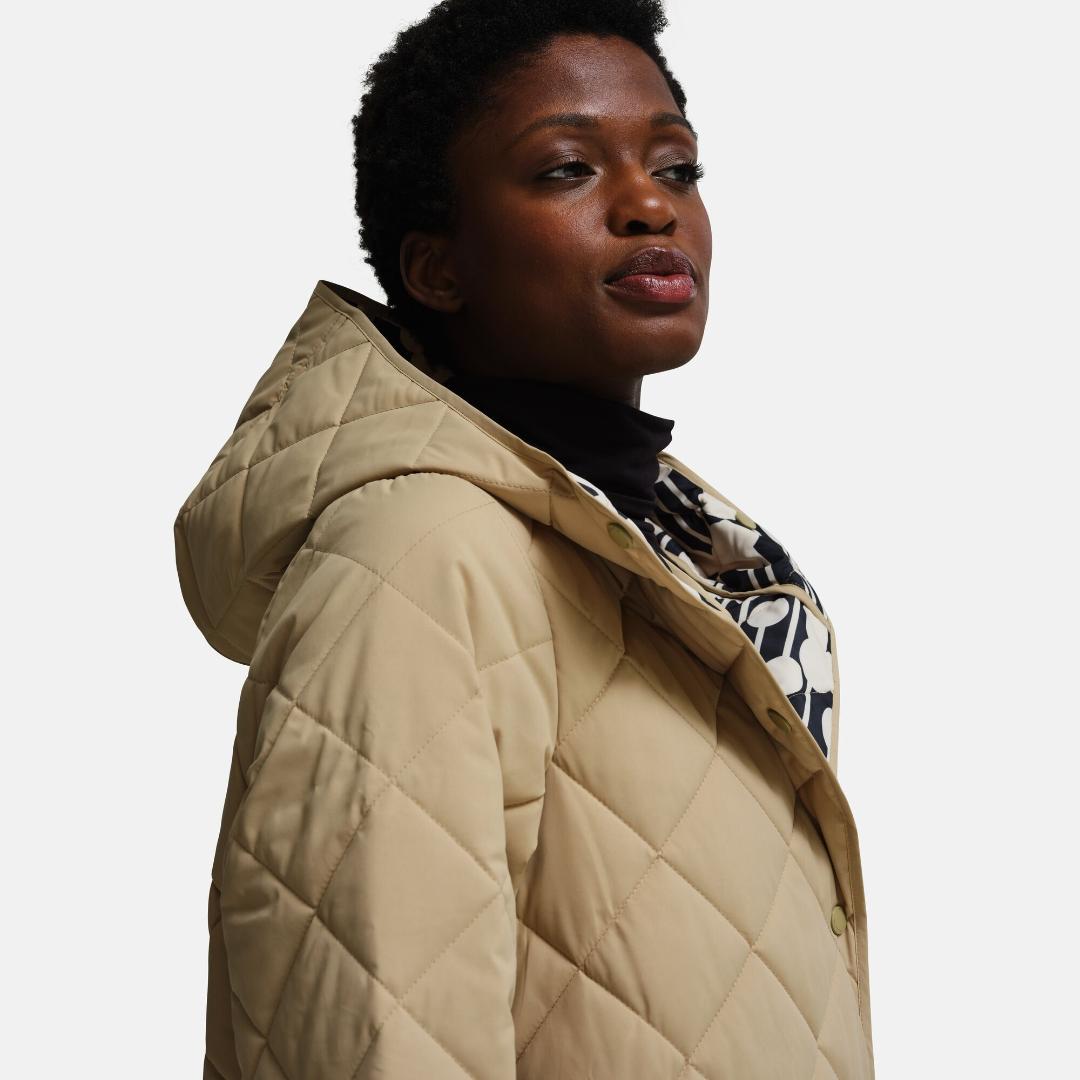 Regatta Orla Kiely Quilted Reversable Midi Jacket - Reflected Trees Black/Oat