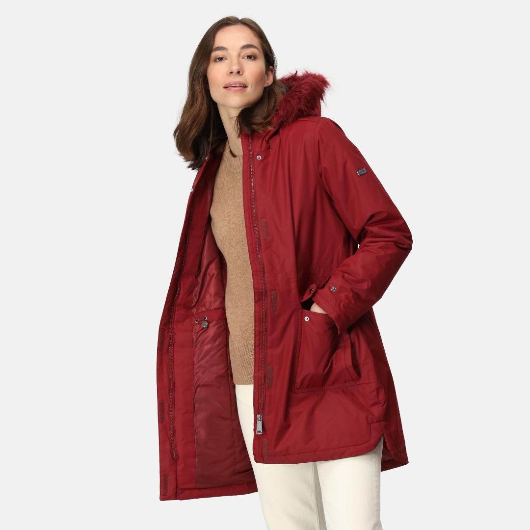 Regatta Women's Sabinka Fur Trim Parka Jacket - Cabernet