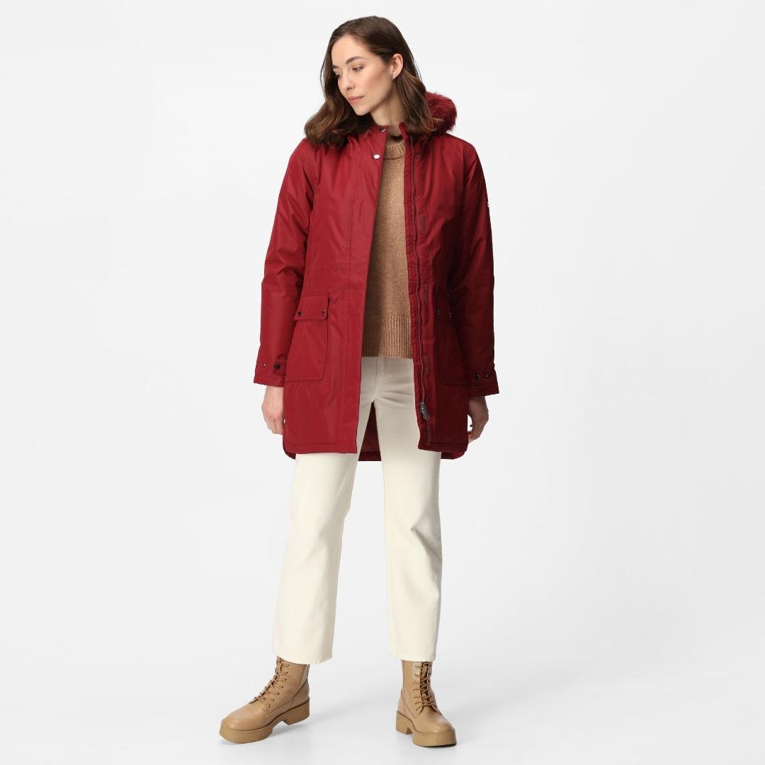 Regatta Women's Sabinka Fur Trim Parka Jacket - Cabernet