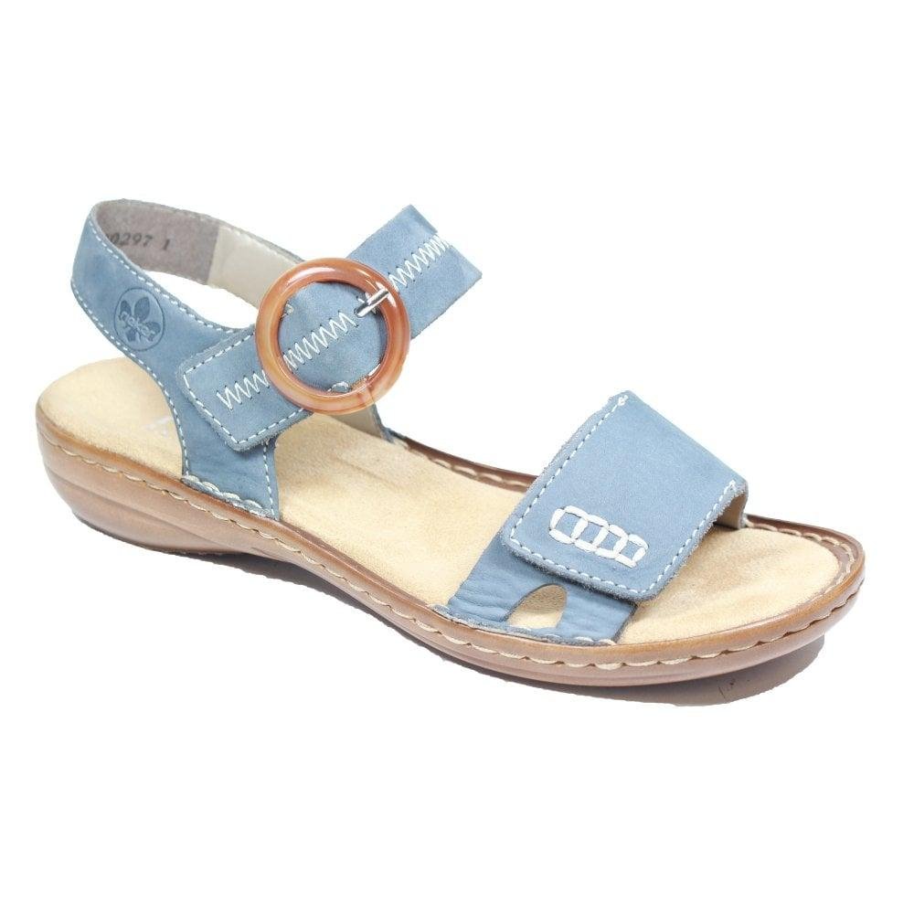 Rieker 608Z3-14 Jeans Blue Nubuck Leather Womens Sandals