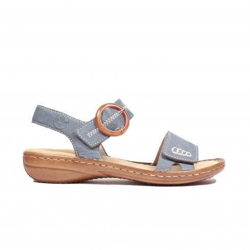 Rieker 608Z3-14 Jeans Blue Nubuck Leather Womens Sandals