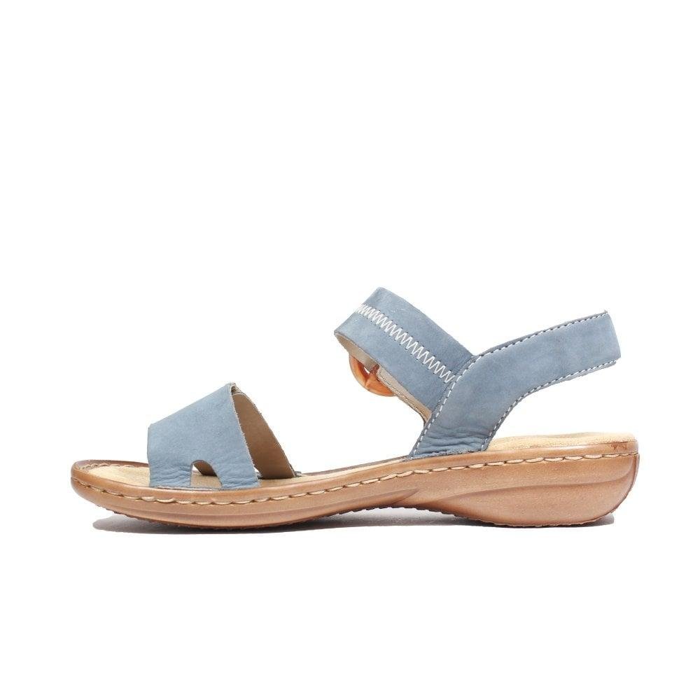 Rieker 608Z3-14 Jeans Blue Nubuck Leather Womens Sandals
