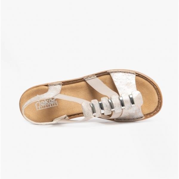 Rieker 62850-90 Regaina Ladies Strappy Sandals - Rose/Metallic