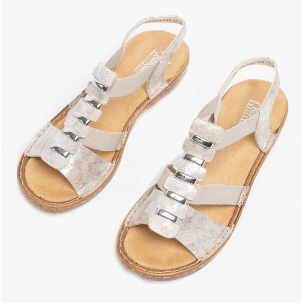 Rieker 62850-90 Regaina Ladies Strappy Sandals - Rose/Metallic