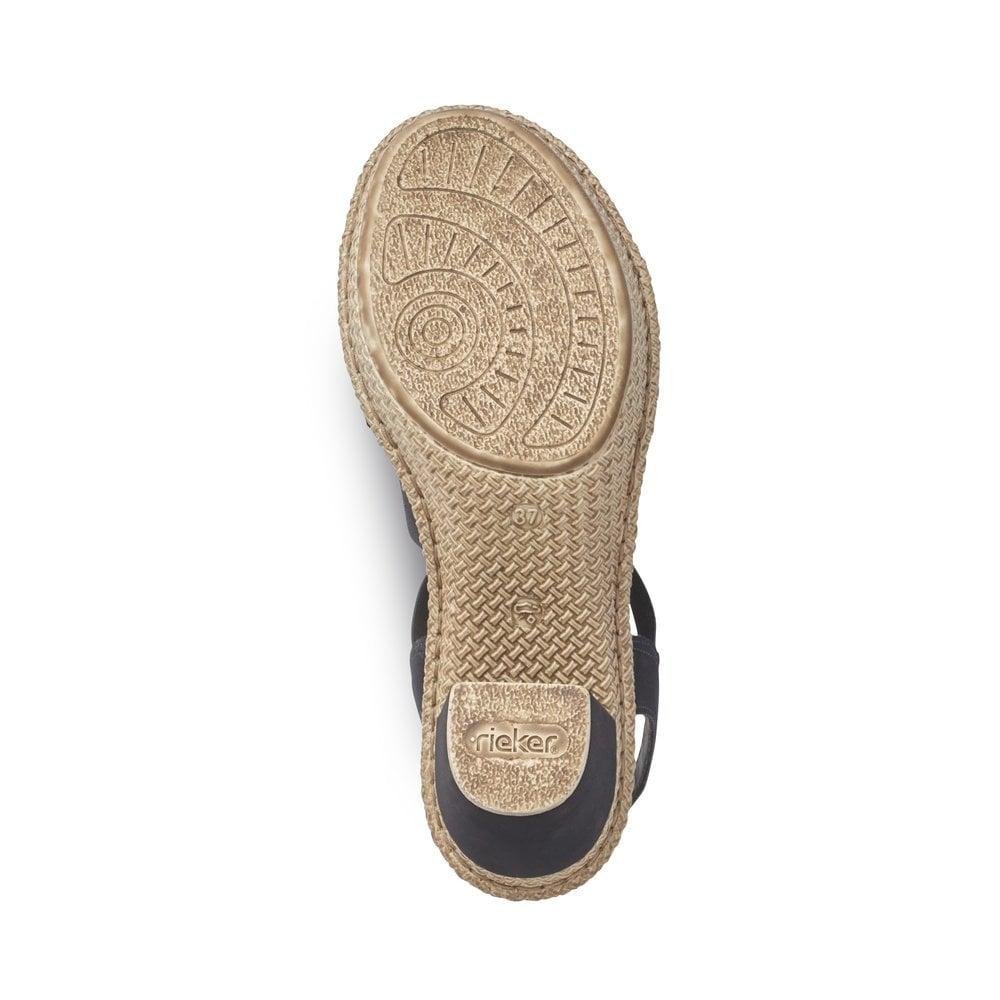 Rieker 66526-00 Rabea Ladies Elasticated Sandals - Black