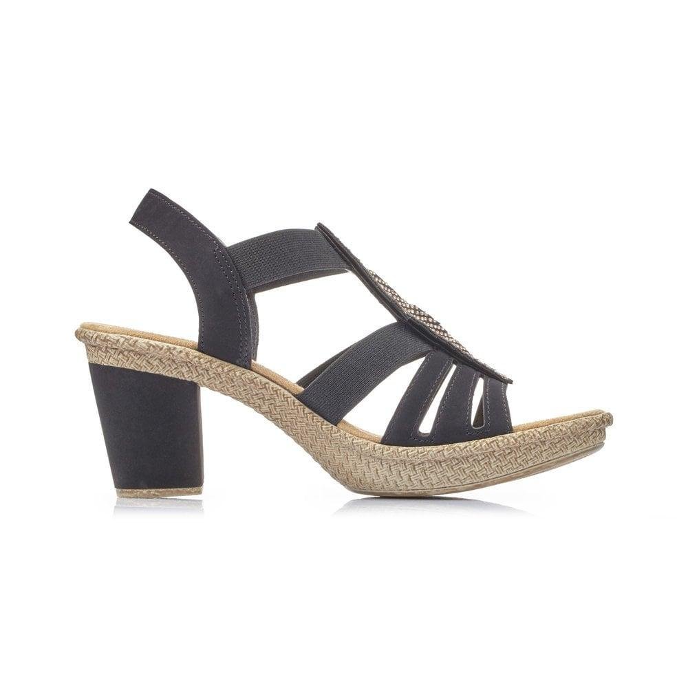 Rieker 66526-00 Rabea Ladies Elasticated Sandals - Black