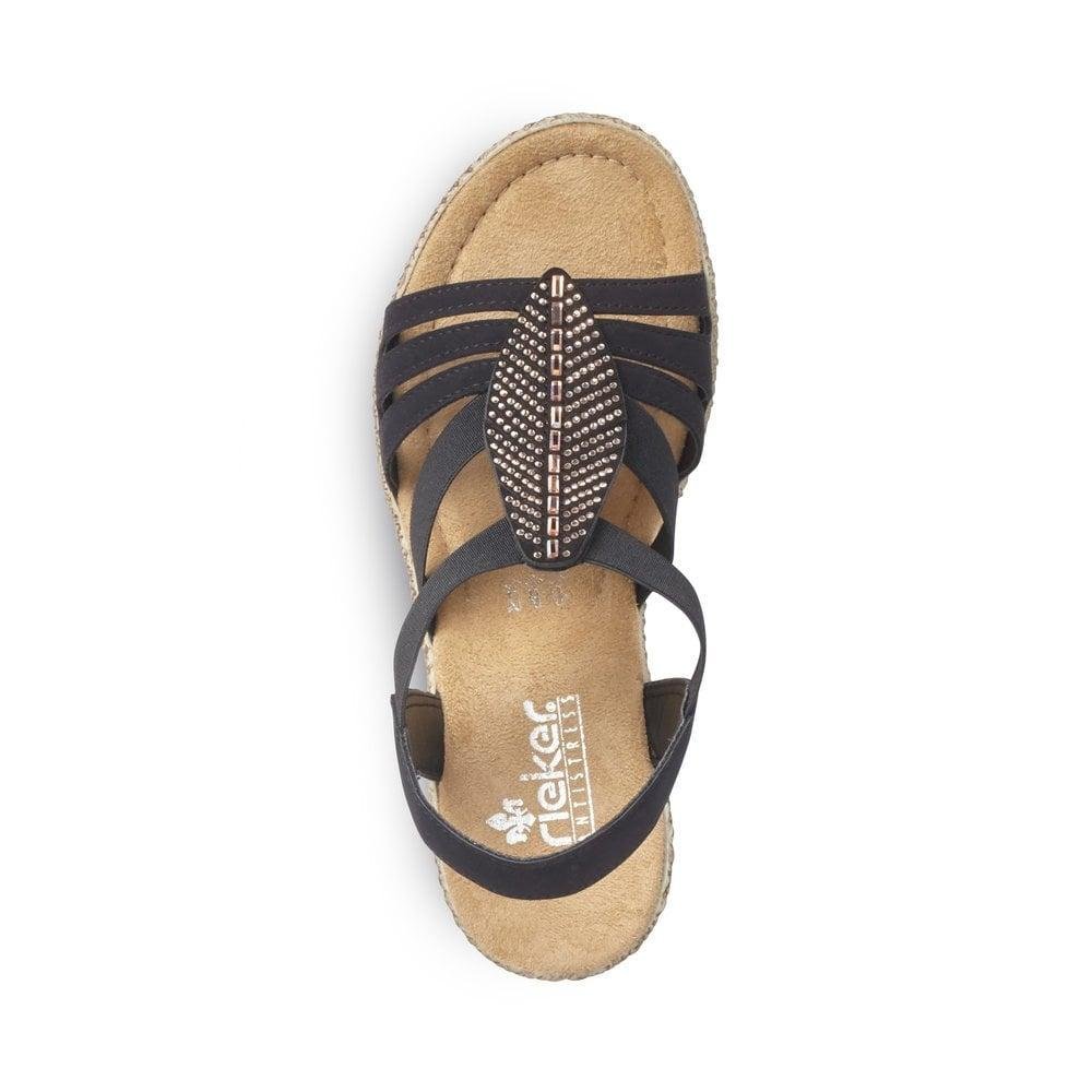 Rieker 66526-00 Rabea Ladies Elasticated Sandals - Black