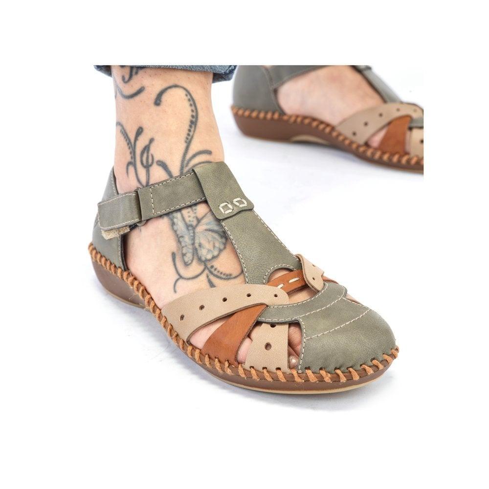 Rieker M1655-54 Desideria Womens Shoes - Green Combination