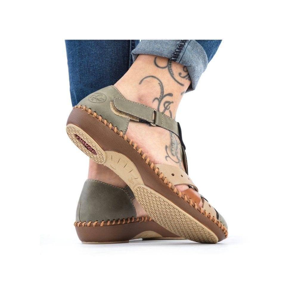 Rieker M1655-54 Desideria Womens Shoes - Green Combination