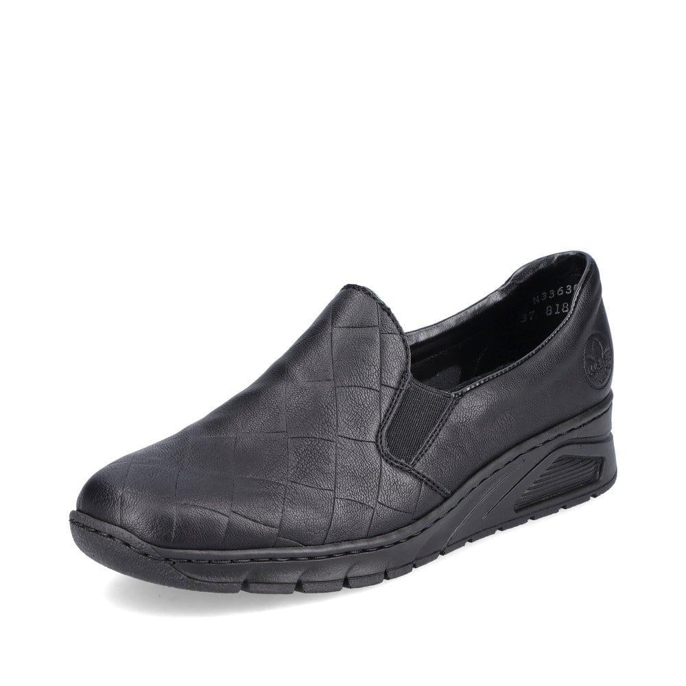 Rieker N3363-00 Womens Slip-On Shoes - Black