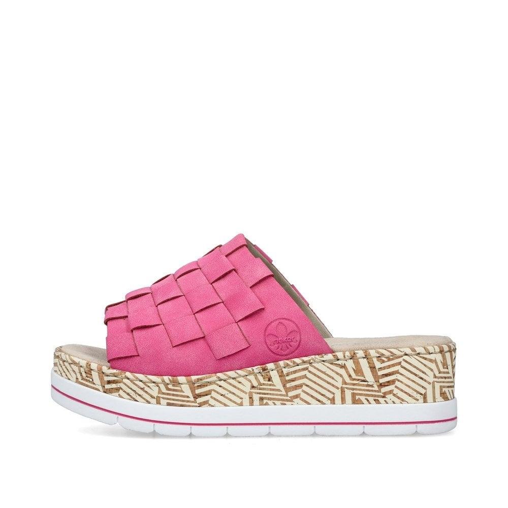 Rieker V3988-31 Regina Womens Slip On Sandals - Rose