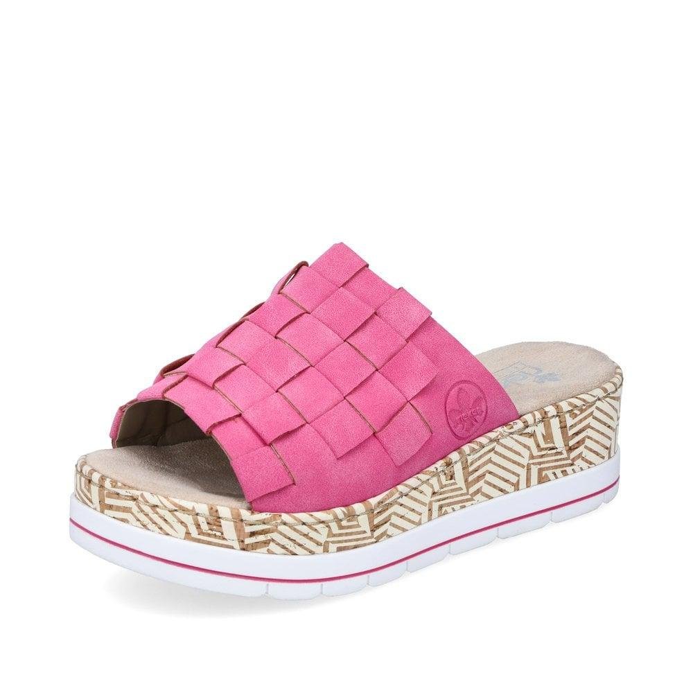Rieker V3988-31 Regina Womens Slip On Sandals - Rose