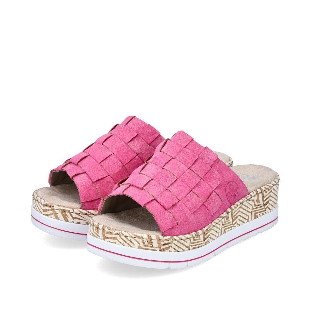 Rieker V3988-31 Regina Womens Slip On Sandals - Rose
