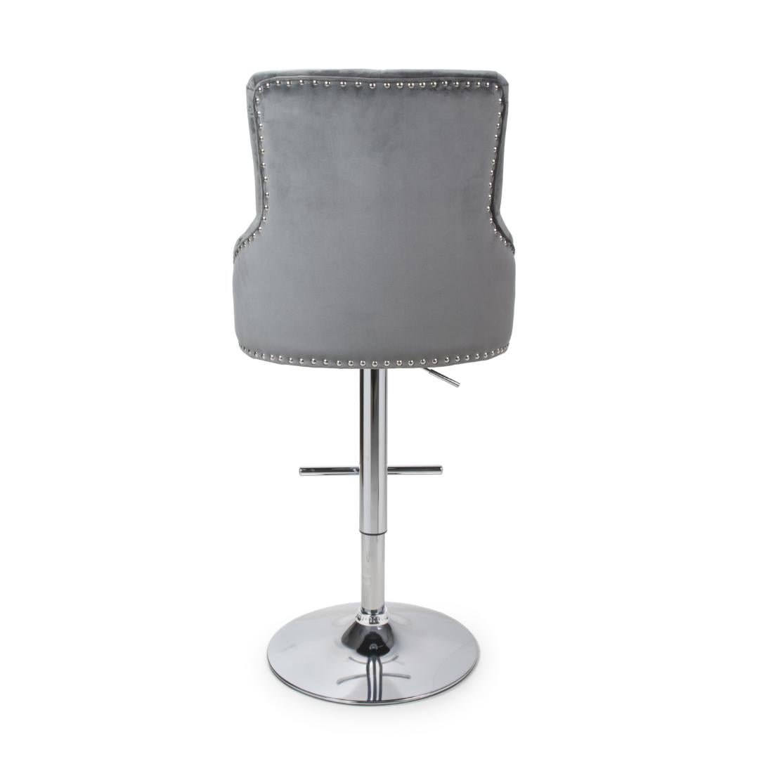 Rocco Brushed Velvet Grey Bar Stool
