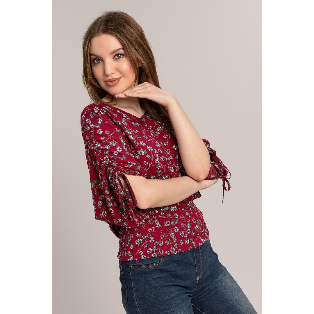 Solo Top Smock Waist - Raspberry