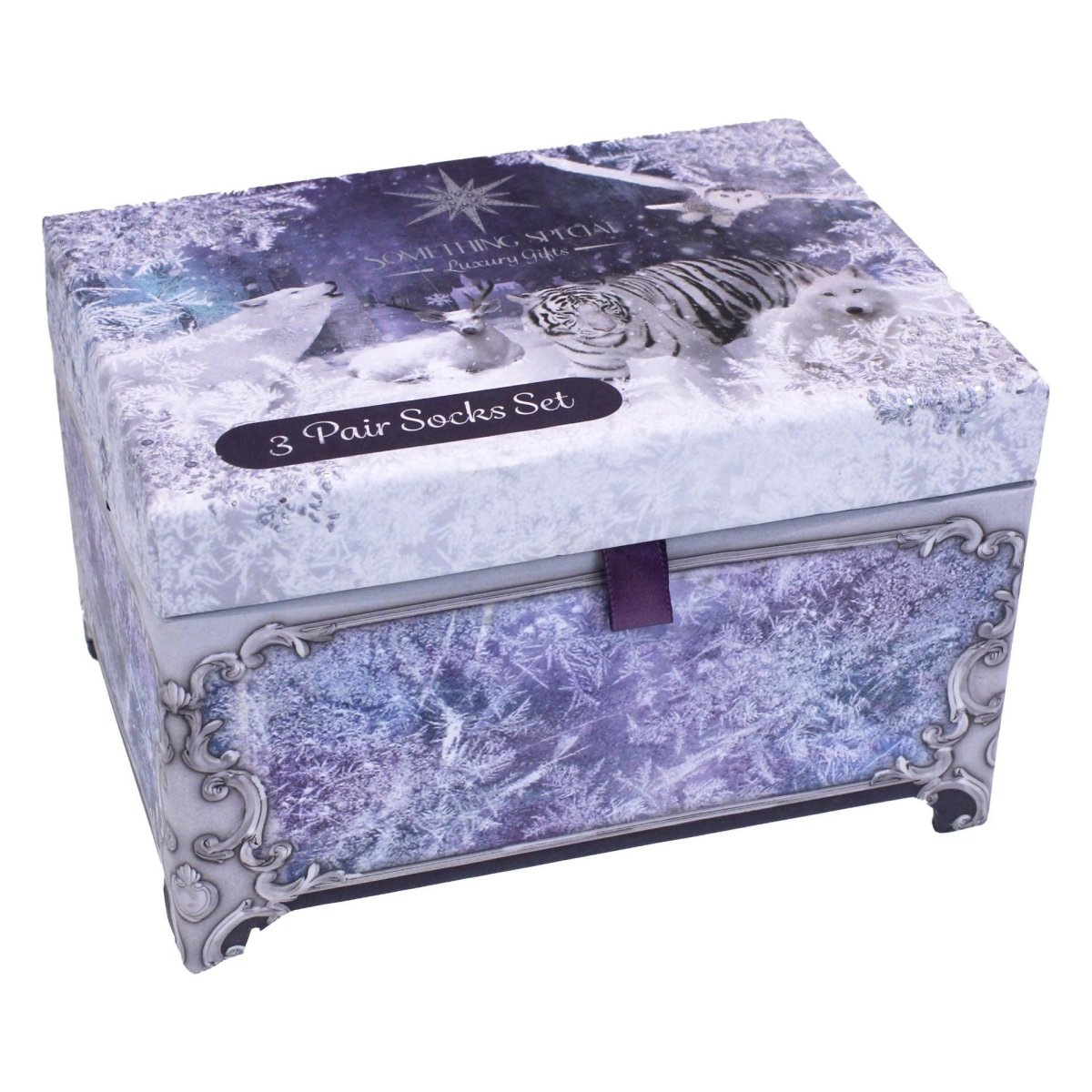 Something Special Gifts 3-Pair Sock Set In Jewellery Box - Lavender