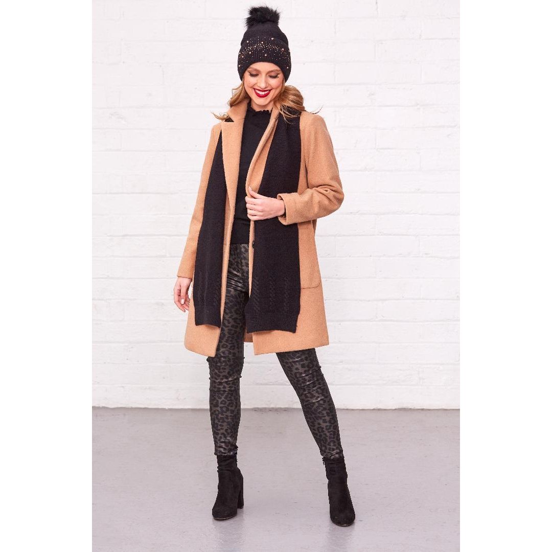 Something Special Gifts Gold Diamante & Pearl Hat & Scarf Set - Black