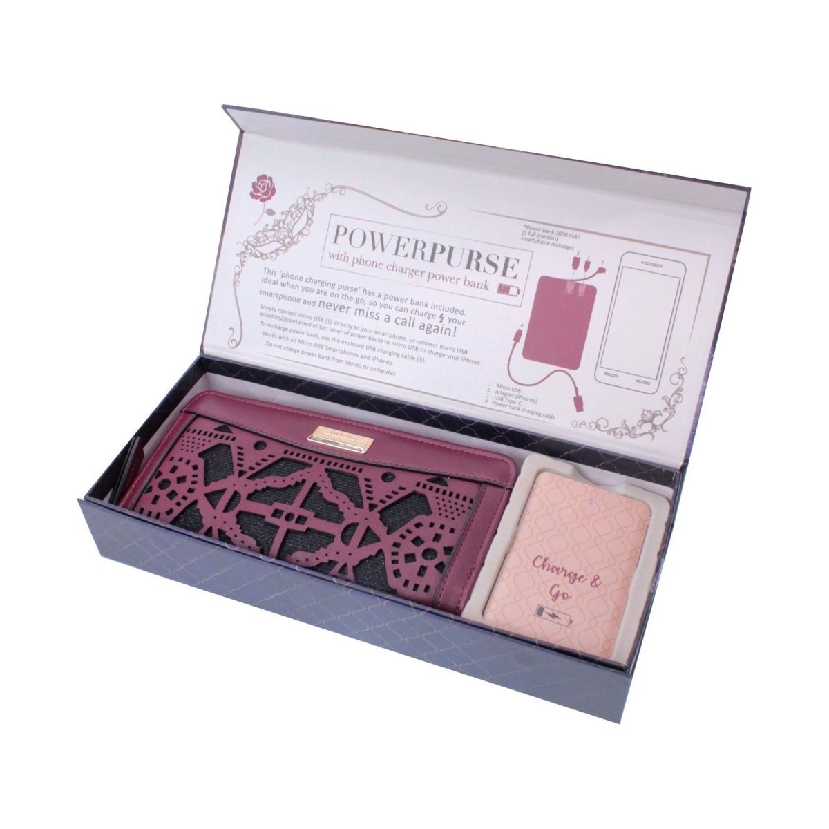 Something Special Gifts Power Purse With Powerbank - Burgundy