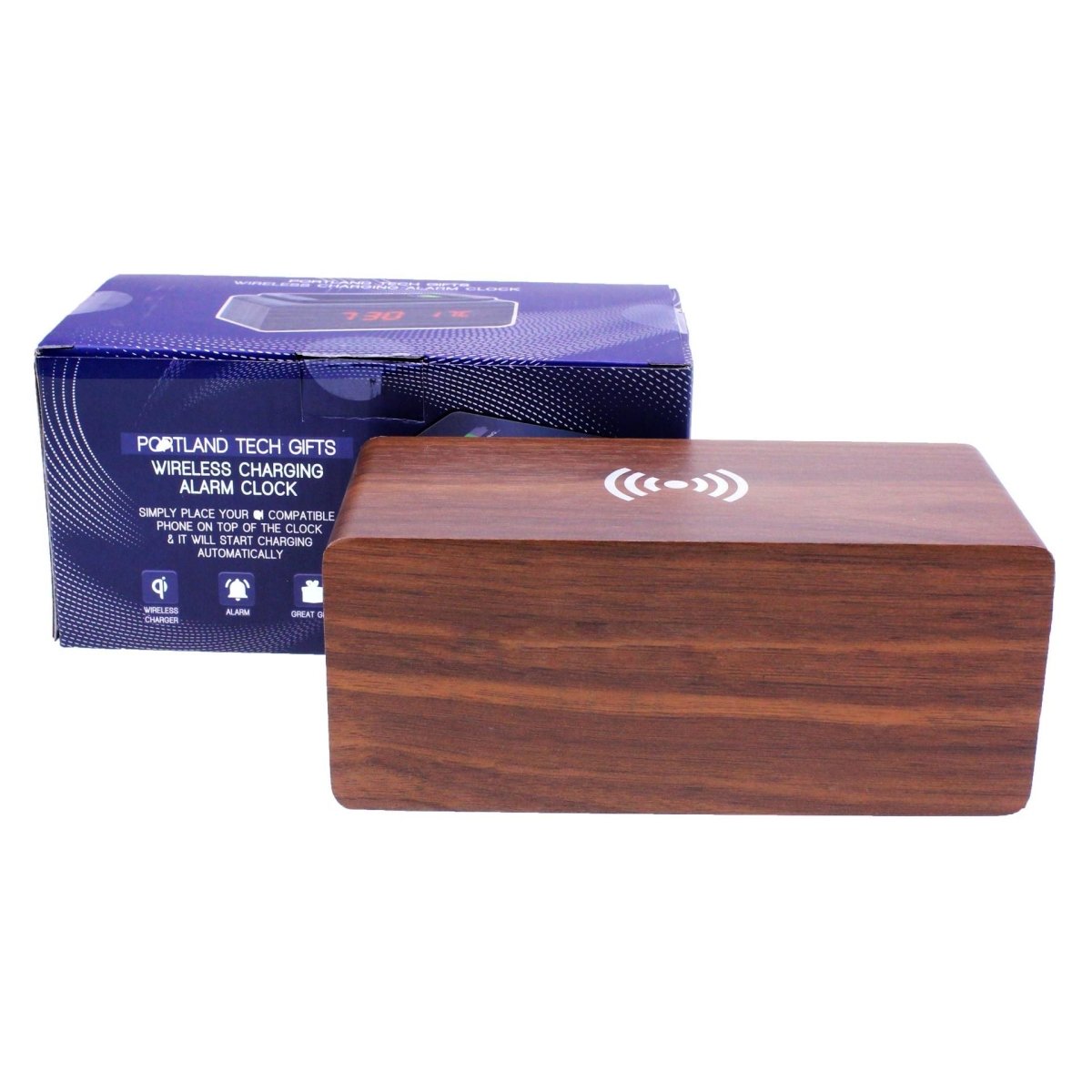 Something Special Gifts QI Wireless Charging Alarm Clock - Walnut