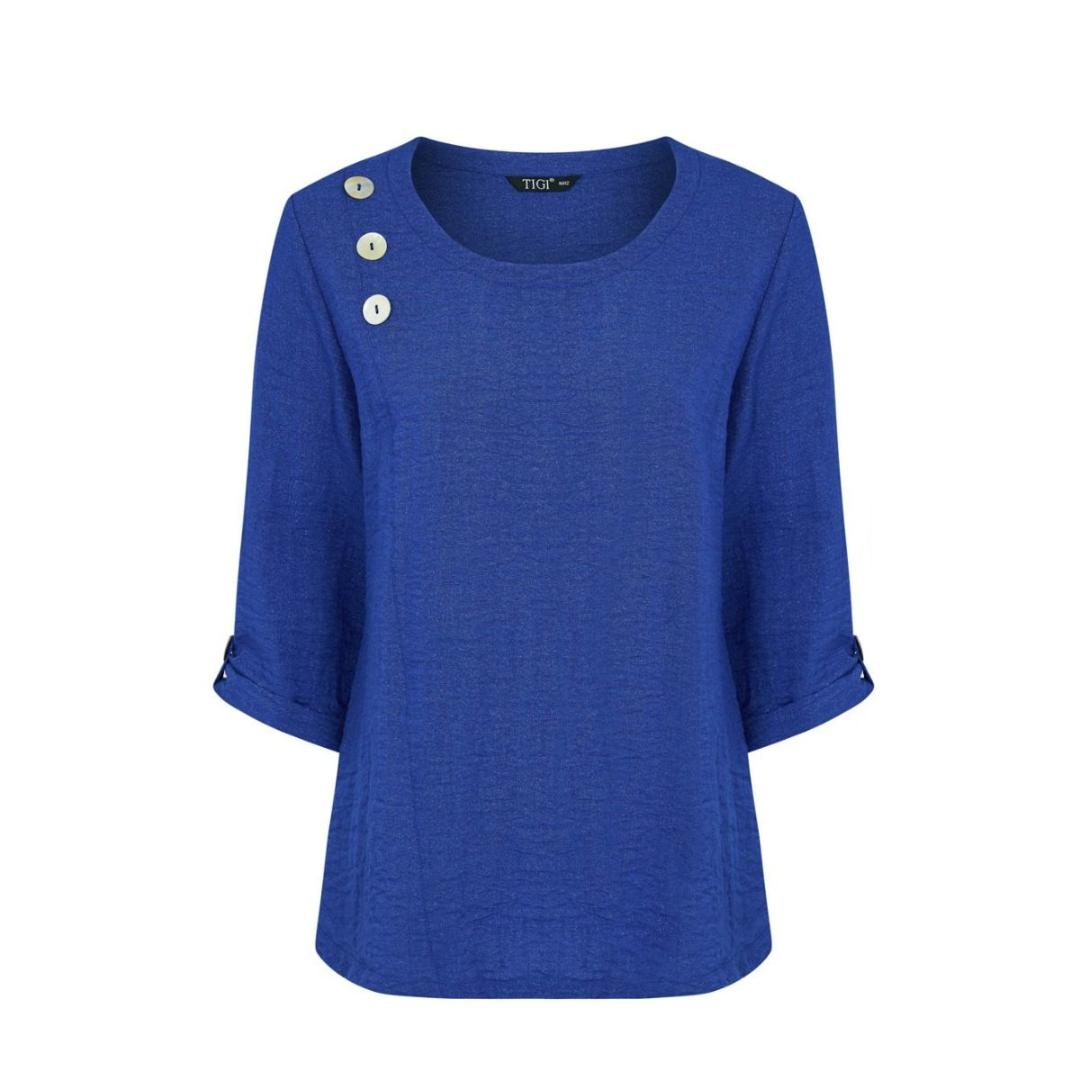TIGI Asymmetrical Buttoned Top - Navy