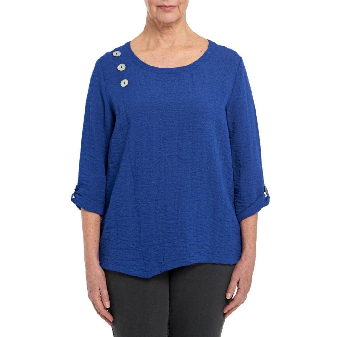 TIGI Asymmetrical Buttoned Top - Navy