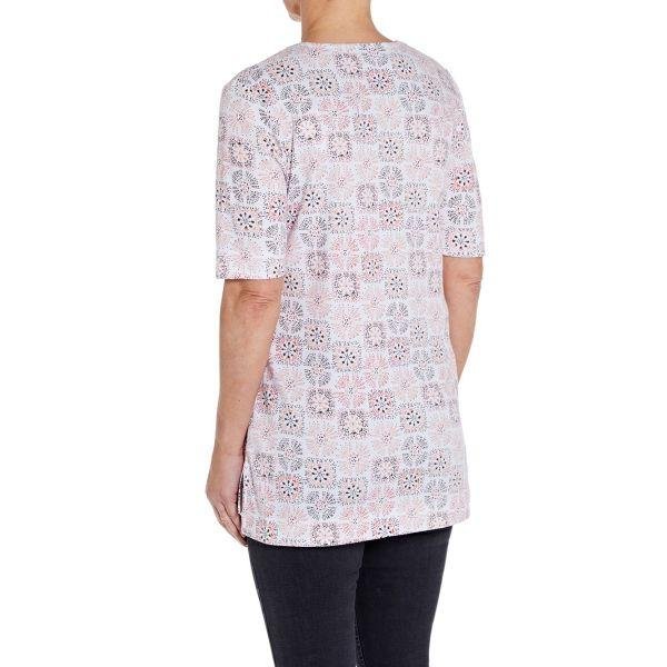 TIGI White and Coral Printed Top - Truffle